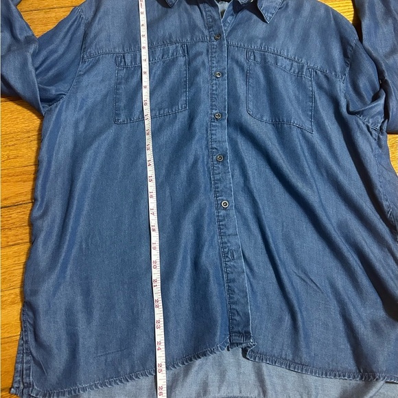 JANE & DELANCEY Women's Blue Soft Lyocell Chambray Button Down Shirt M - Picture 6 of 9